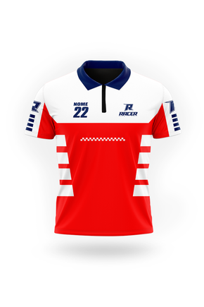 Camiseta Gola Polo 09B Vermelho e Branco