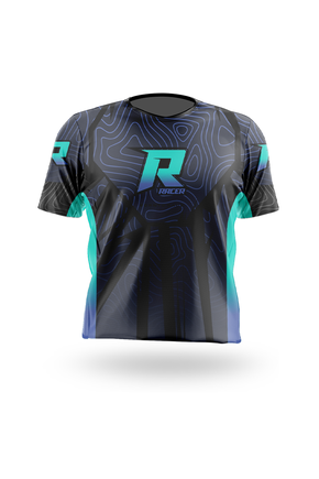 12 camiseta curta racer 43d azul e amarelo fluor