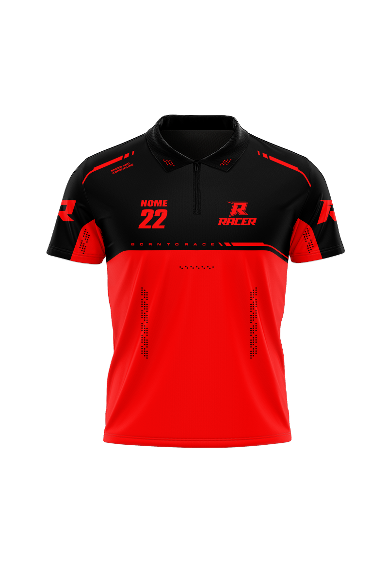 Camiseta Gola Polo 05D preto e vermelho